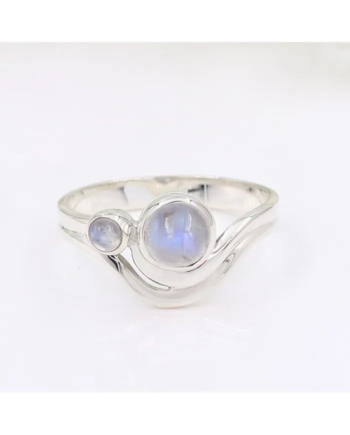 Rainbow Moonstone Ring - Sterling Silver Handmade Versatile Jewelry