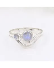 Rainbow Moonstone Ring - Sterling Silver Handmade Versatile Jewelry