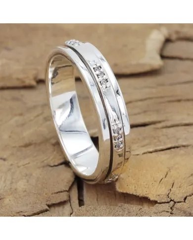 Swarovski Crystal Spinner Ring – 925 Sterling Silver Handmade Jewelry