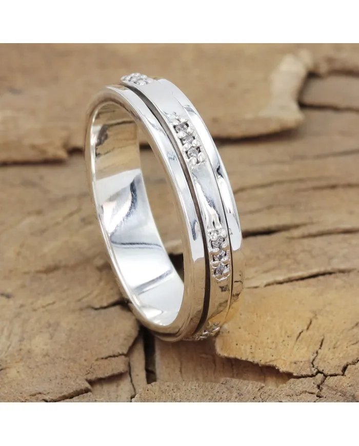 Swarovski Crystal Spinner Ring – 925 Sterling Silver Handmade Jewelry