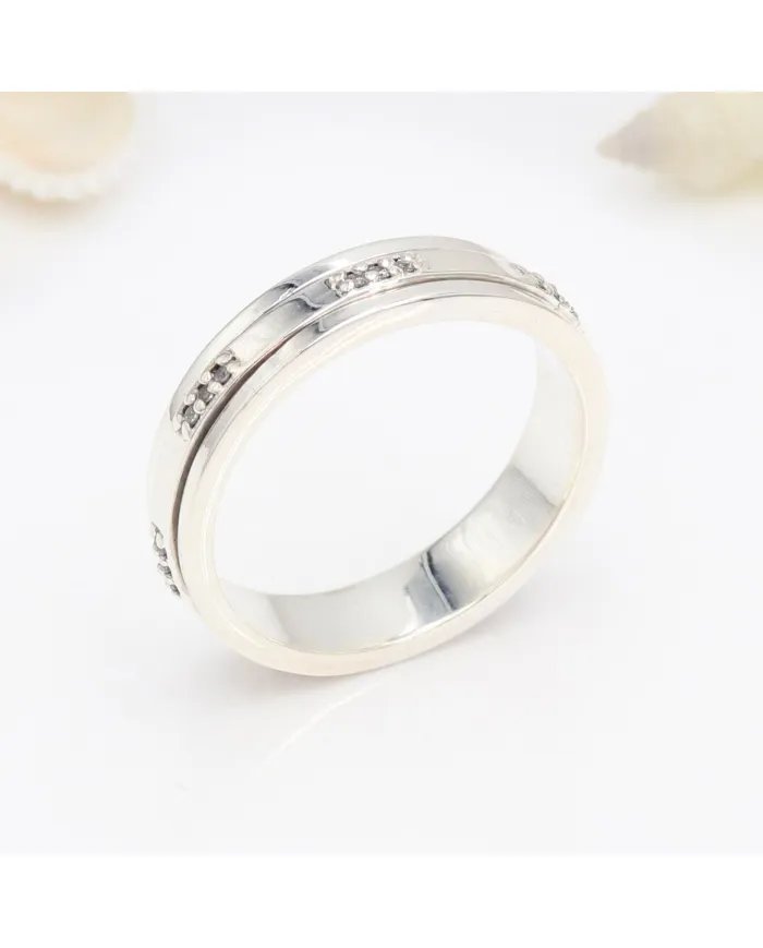 Swarovski Crystal Spinner Ring – 925 Sterling Silver Handmade Jewelry