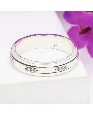 Swarovski Crystal Spinner Ring – 925 Sterling Silver Handmade Jewelry