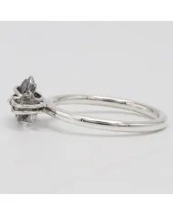 Natural Meteorite Ring with Herkimer Diamond - Sterling Silver Jewelry