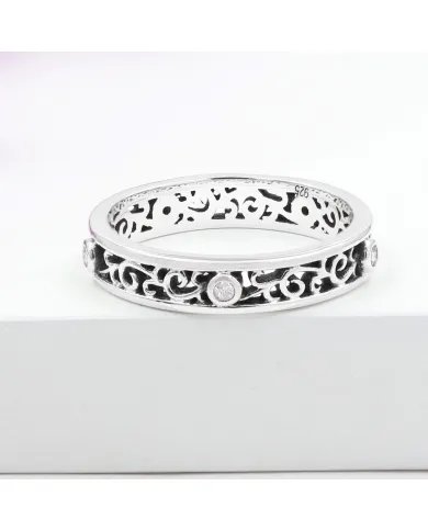 Swarovski Crystal Band Ring – 925 Sterling Silver Handmade Jewelry