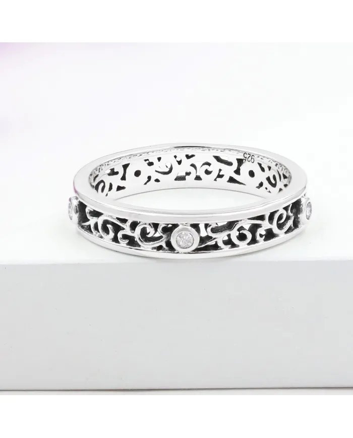 Swarovski Crystal Band Ring – 925 Sterling Silver Handmade Jewelry