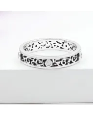 925 Sterling Silver Swarovski Crystal Band Ring Filigree Jewelry
