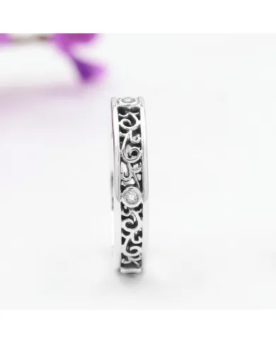 925 Sterling Silver Swarovski Crystal Band Ring Filigree Jewelry