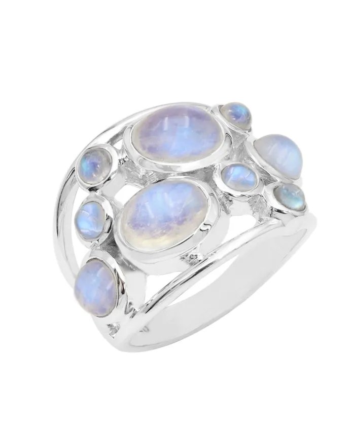 Rainbow Moonstone Ring - 925 Sterling Silver Handmade Gemstone Jewelry
