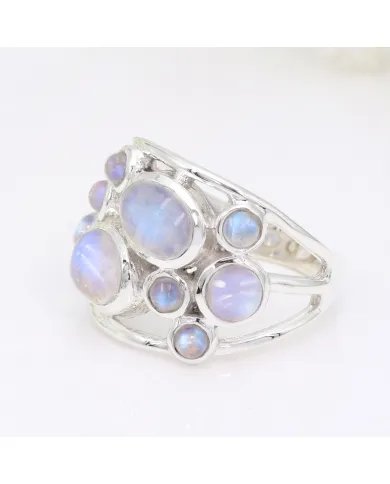 Rainbow Moonstone Ring - 925 Sterling Silver Handmade Gemstone Jewelry