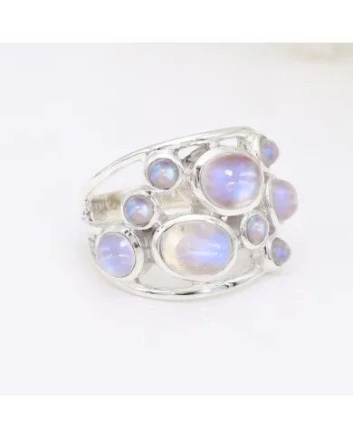 Rainbow Moonstone Ring - 925 Sterling Silver Handmade Gemstone Jewelry