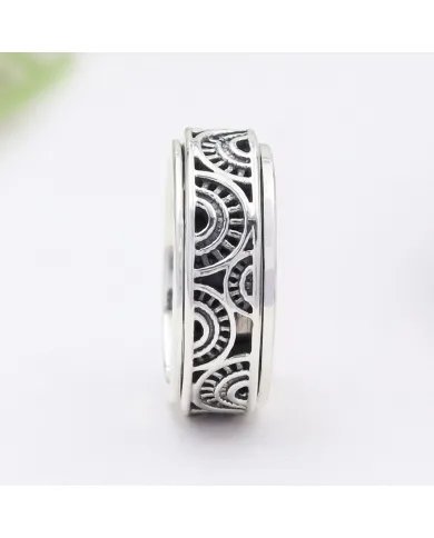 925 Sterling Silver Oxidized Spinner Ring - Fidget & Anxiety Jewelry