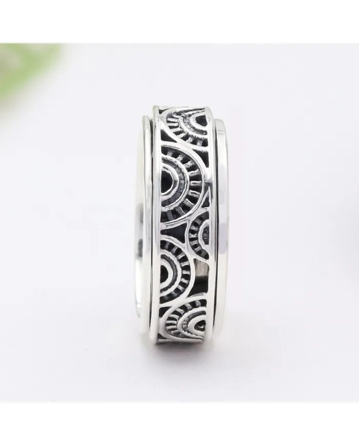 925 Sterling Silver Oxidized Spinner Ring - Fidget & Anxiety Jewelry