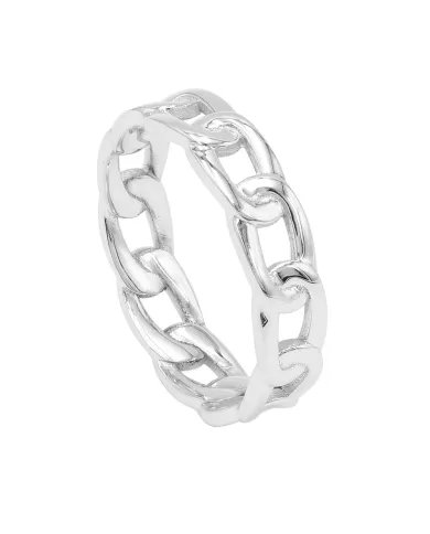 Link Silver Band Ring - 925 Sterling Silver Handmade Minimalist Jewelry