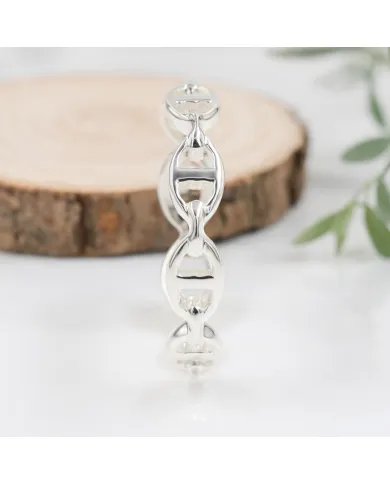 Mariner Chain Silver Band Ring - 925 Sterling Silver Handmade Jewelry