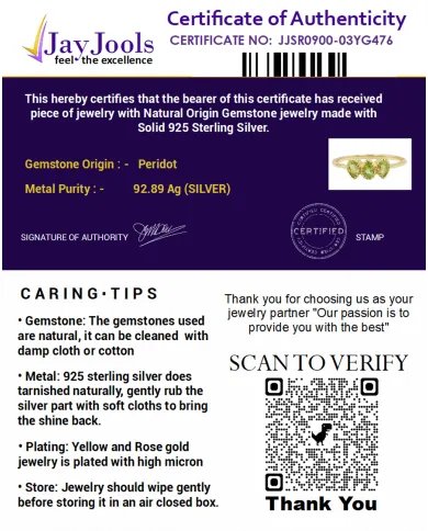 Peridot Ring - 925 Sterling Silver Gold Plated Handmade Jewelry