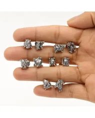 Raw Meteorite Studs: Handmade 925 Sterling Silver Gemstone Jewelry