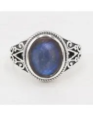 Natural Labradorite Ring - 925 Sterling Silver Handmade Boho Jewelry