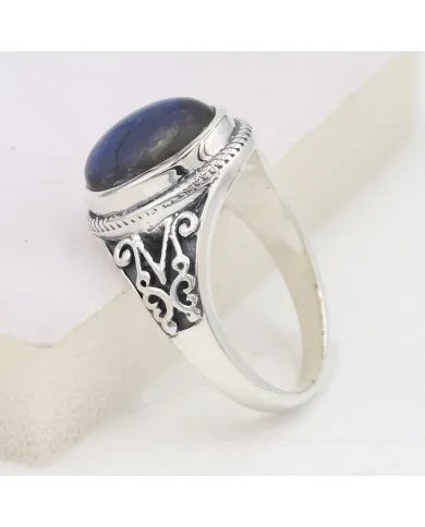 Natural Labradorite Ring - 925 Sterling Silver Handmade Boho Jewelry