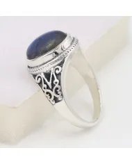 Natural Labradorite Ring - 925 Sterling Silver Handmade Boho Jewelry