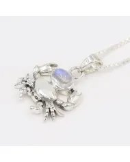 Rainbow Moonstone Crab Pendant - 925 Sterling Silver Jewelry
