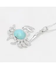 Arizona Turquoise Crab Pendant - 925 Sterling Silver Handmade Jewelry