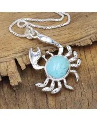 Arizona Turquoise Crab Pendant - 925 Sterling Silver Handmade Jewelry