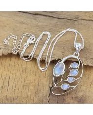Rainbow Moonstone Pendant - 925 Sterling Silver Gemstone Jewelry