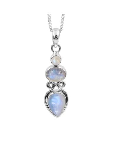 Rainbow Moonstone Pendant - Handmade 925 Silver Gemstone Jewelry