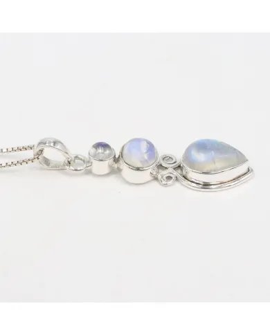 Rainbow Moonstone Pendant - Handmade 925 Silver Gemstone Jewelry