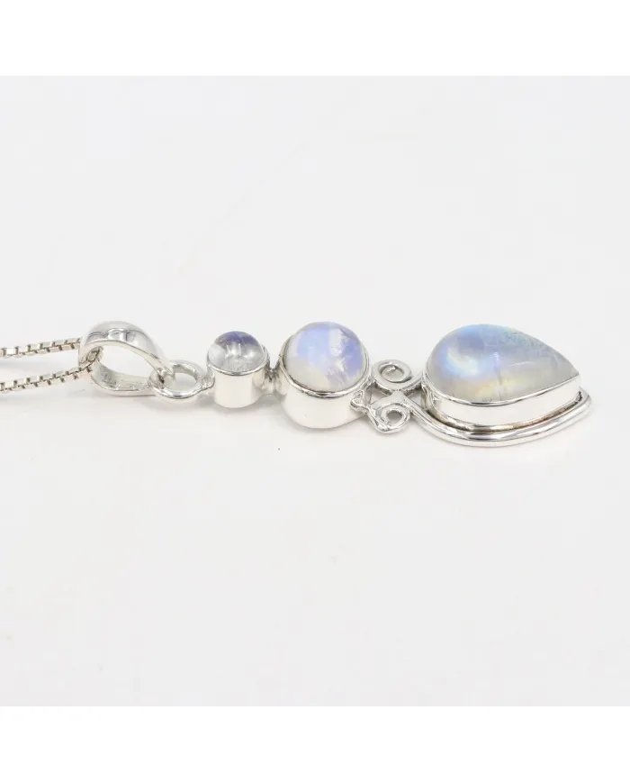 Rainbow Moonstone Pendant - Handmade 925 Silver Gemstone Jewelry