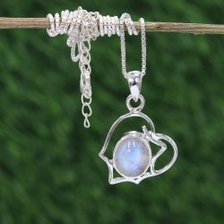 Heart Pendant, Moonstone Necklaces, Love Heart Charm Pendant, 925 Silver Pendant, Dainty Pendant for Love, Pendant with Chains