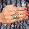 Green Copper Turquoise Necklaces, 925 Silver Pendant, Women's Pendant, Peridot Pendant, Round Gemstone Pendant, Designer Pendant