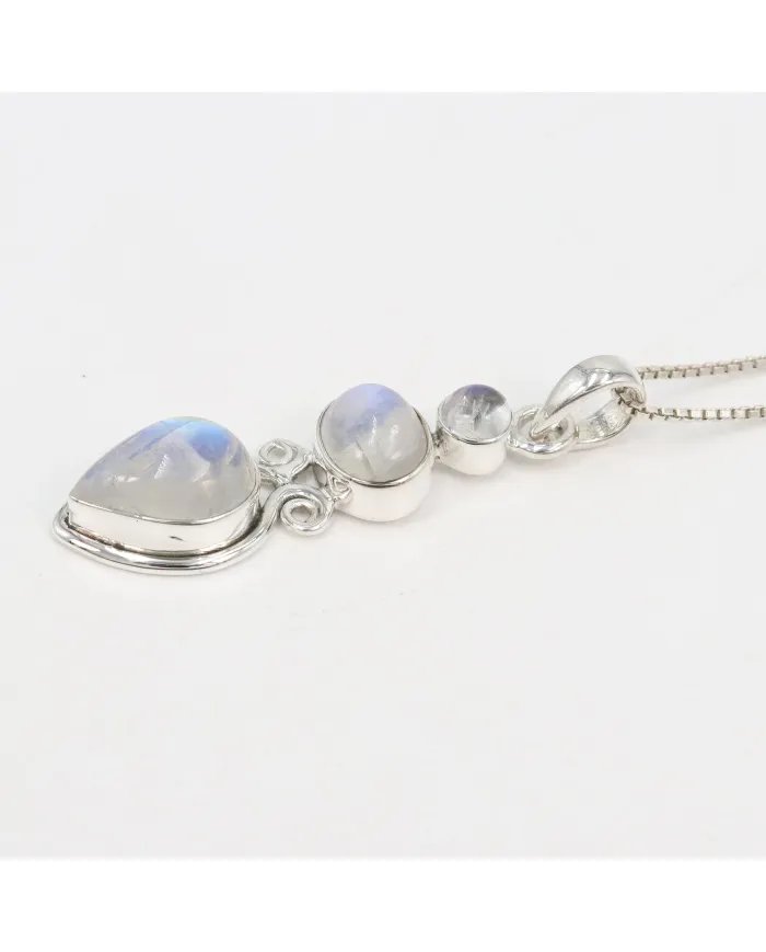 Rainbow Moonstone Pendant - Handmade 925 Silver Gemstone Jewelry