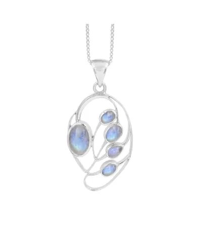 Rainbow Moonstone Pendant - 925 Sterling Silver Gemstone Jewelry