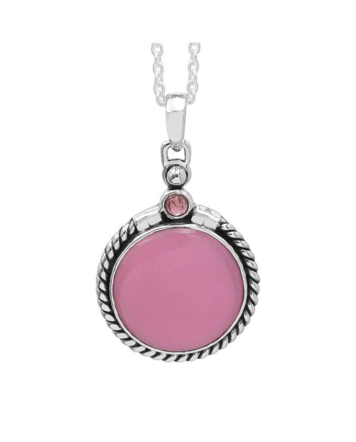 Pink Opal Pendant - 925 Sterling Silver Tourmaline Gemstone Jewelry