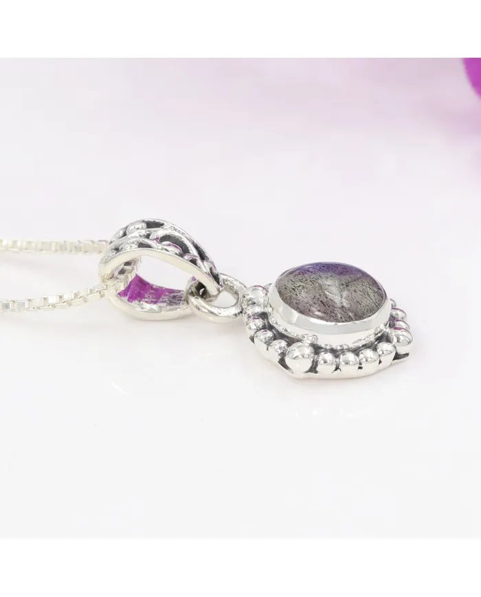 Labradorite Pendant - 925 Sterling Silver Flashing Gemstone Jewelry
