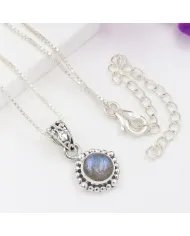 Labradorite Pendant - 925 Sterling Silver Flashing Gemstone Jewelry