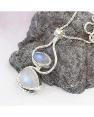 Rainbow Moonstone Pendant - Handmade 925 Sterling Silver Jewelry