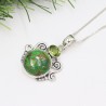 Green Copper Turquoise Necklaces, 925 Silver Pendant, Women's Pendant, Peridot Pendant, Round Gemstone Pendant, Designer Pendant