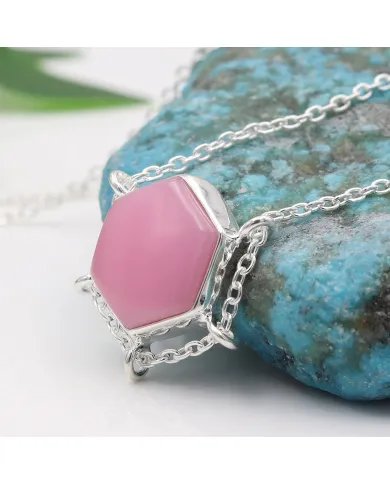Charming Pink Opal Pendant – Handmade 925 Sterling Silver Jewelry