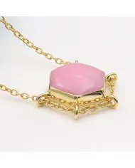 Charming Pink Opal Pendant – Handmade Gold Plated 925 Silver Jewelry