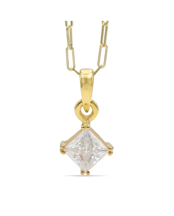 Moissanite Pendant - 925 Sterling Silver Gold Plated  Handmade Jewelry