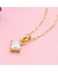 Moissanite Pendant - 925 Sterling Silver Gold Plated  Handmade Jewelry