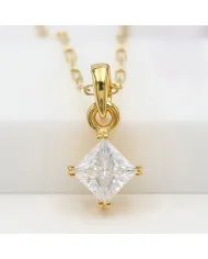 Moissanite Pendant - 925 Sterling Silver Gold Plated  Handmade Jewelry