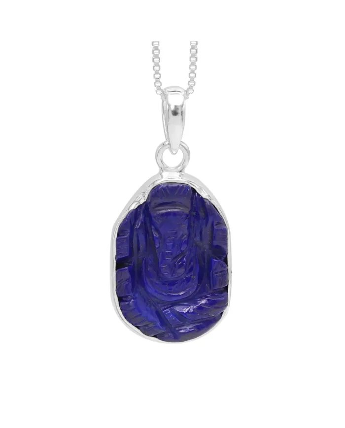 Lapis Lazuli Pendant - Sterling Silver Lord Ganesha Pendant for Her & Him