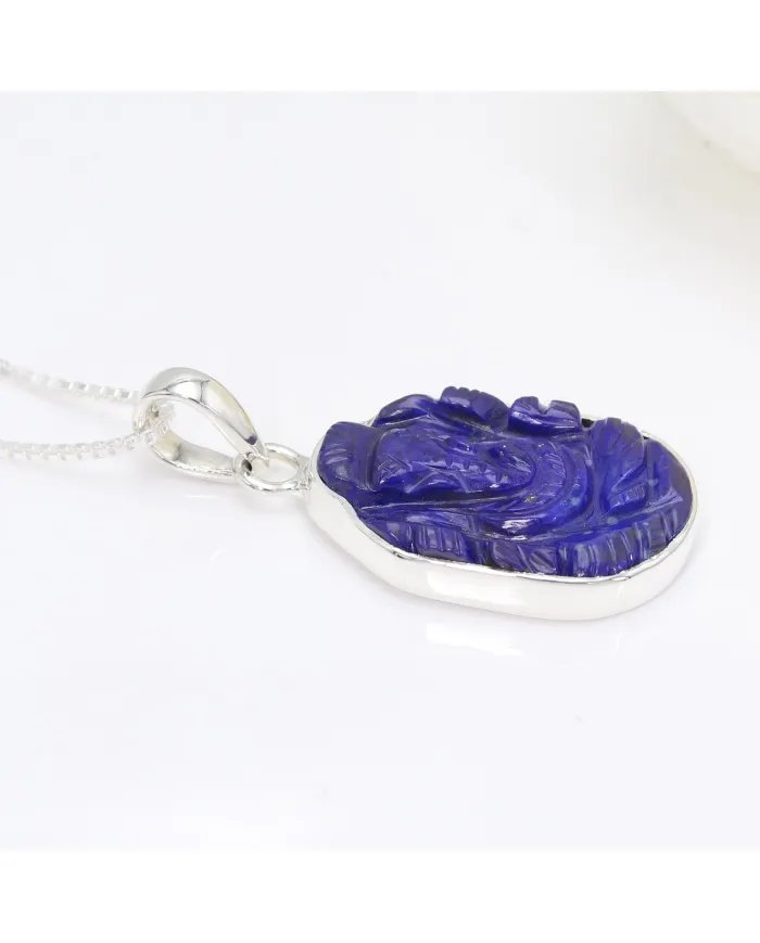 Lapis Lazuli Pendant - Sterling Silver Lord Ganesha Pendant for Her & Him