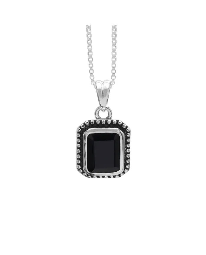 Black Onyx Pendant - 925 Sterling Silver Handmade Jewelry for Women