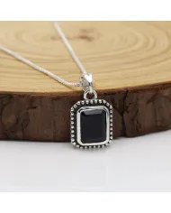 Black Onyx Pendant - 925 Sterling Silver Handmade Jewelry for Women