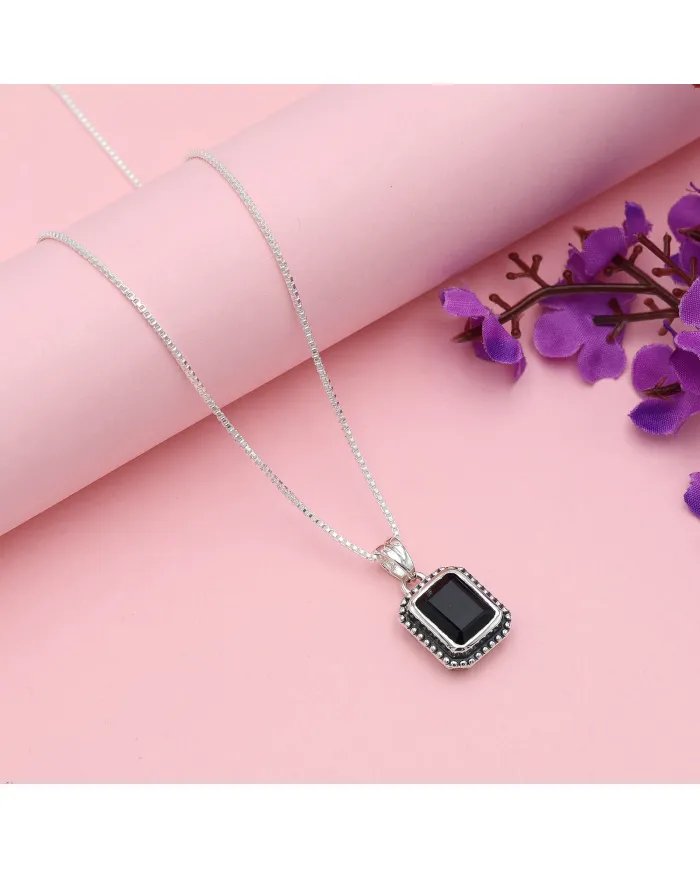Black Onyx Pendant - 925 Sterling Silver Handmade Jewelry for Women