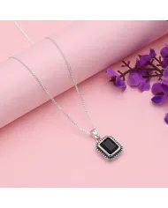 Black Onyx Pendant - 925 Sterling Silver Handmade Jewelry for Women